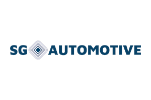 Logo displaying "SG Automotive" in blue text with a diamond-shaped emblem to the left.